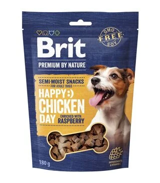 Ласощі для собак Brit Premium Semi-moist Snacks з куркою та малиною, 180 г