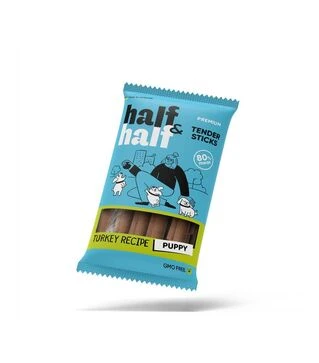 Ласощі для цуценят Half&amp;Half м&rsquo;ясні палички з індичкою, 100 г
