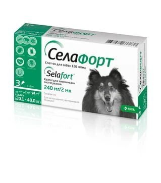 Капли для собак KRKA Селафорт от блох, клещей и гельминтов, вес 20,1-40 кг, пипетка, 1 шт