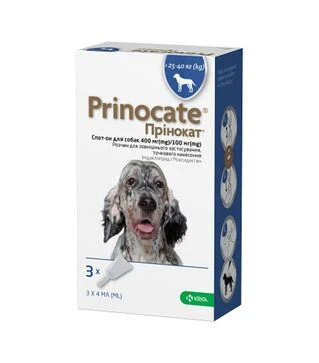 Капли для собак KRKA Prinocate от блох и клещей, вес 25-40 кг, пипетка, 3 шт
