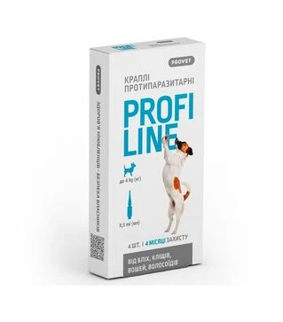 Краплі для собак ProVET ProfiLine від бліх і кліщів, інсектоакарицидні, на вагу до 4 кг, піпетка, 4 шт