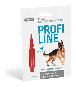 Капли для собак ProVET ProfiLine от блох и клещей, инсектоакарицидные, на вес 20-40 кг, пипетка, 1 шт