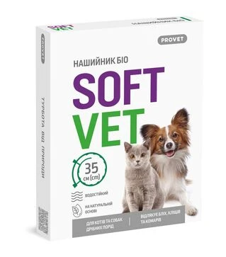 Нашийник протипаразитарний для котів та собак дрібних порід ProVET SoftVet Біо репелентний, 35 см