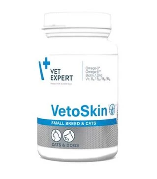 Добавки для собак средних и крупных пород и кошек VetExpert ВетоСкин для здоровья кожи и шерсти, 60 шт