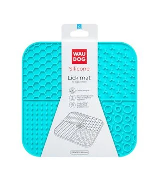 Миска-коврик для собак и кошек WAUDOG Silicone для слизывания, голубая, 190х190х10 мм