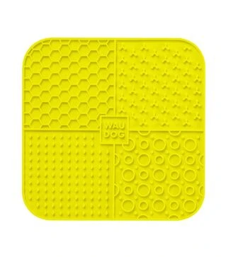 Миска-коврик для собак и кошек WAUDOG Silicone для слизывания, желтая, 190х190х10 мм