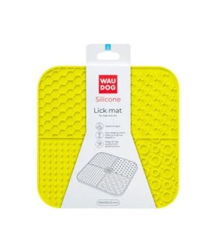 Миска-коврик для собак и кошек WAUDOG Silicone для слизывания, желтая, 190х190х10 мм