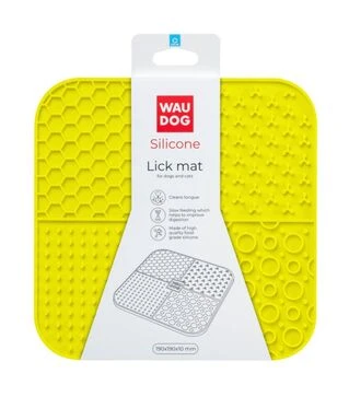 Миска-коврик для собак и кошек WAUDOG Silicone для слизывания, желтая, 190х190х10 мм