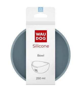 Миска для собак и кошек WAUDOG Silicone серая, 250 мл