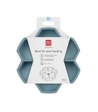 Миска для собак і котів WAUDOG Silicone для повільного харчування, сіра, 450 мл