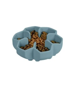 Миска для собак і котів WAUDOG Silicone для повільного харчування, сіра, 450 мл