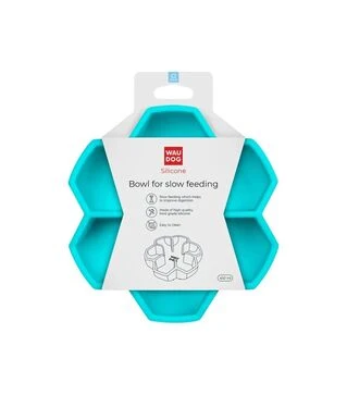 Миска для собак і котів WAUDOG Silicone для повільного харчування, блакитна, 450 мл