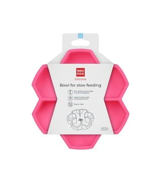 Миска для собак и кошек WAUDOG Silicone для медленного кормления, розовая, 450 мл
