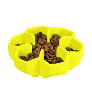 Миска для собак і котів WAUDOG Silicone для повільного харчування, жовта, 450 мл