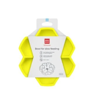 Миска для собак і котів WAUDOG Silicone для повільного харчування, жовта, 450 мл