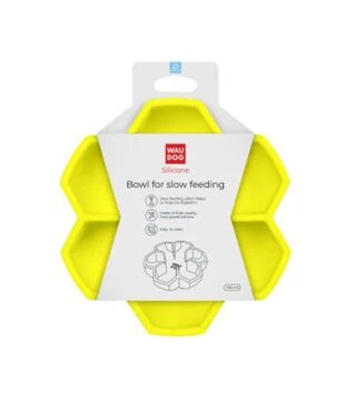 Миска для собак і котів WAUDOG Silicone для повільного харчування, жовта, 450 мл