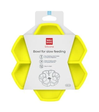 Миска для собак і котів WAUDOG Silicone для повільного харчування, жовта, 450 мл