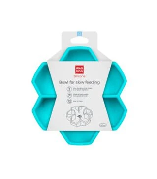 Миска для собак и кошек WAUDOG Silicone для медленного кормления, голубая, 750 мл