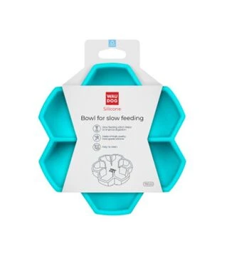 Миска для собак и кошек WAUDOG Silicone для медленного кормления, голубая, 750 мл