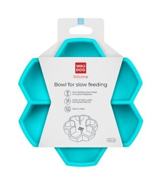 Миска для собак и кошек WAUDOG Silicone для медленного кормления, голубая, 750 мл