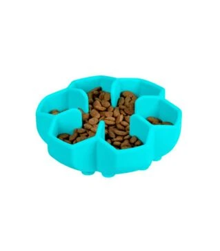 Миска для собак и кошек WAUDOG Silicone для медленного кормления, голубая, 750 мл