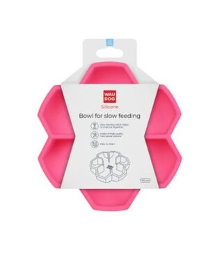Миска для собак і котів WAUDOG Silicone для повільного харчування, рожева, 750 мл