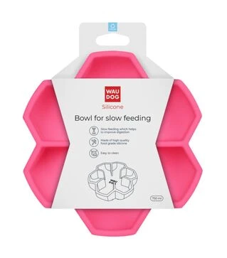 Миска для собак і котів WAUDOG Silicone для повільного харчування, рожева, 750 мл