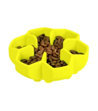 Миска для собак і котів WAUDOG Silicone для повільного харчування, жовта, 750 мл
