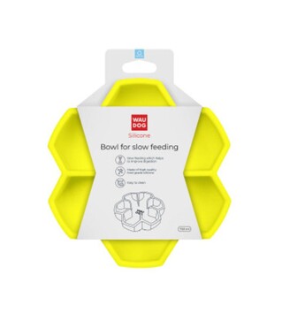 Миска для собак і котів WAUDOG Silicone для повільного харчування, жовта, 750 мл