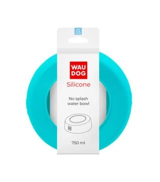 Миска-непроливайка для собак и кошек WAUDOG Silicone голубая, 750 мл