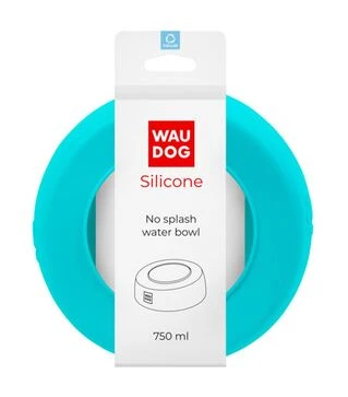 Миска-непроливайка для собак и кошек WAUDOG Silicone голубая, 750 мл