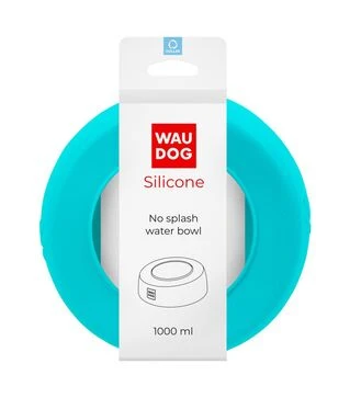Миска-непроливайка для собак і котів WAUDOG Silicone блакитна, 1 л