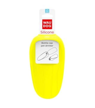 Поилка-насадка на бутылку для собак и кошек WAUDOG Silicone желтая, 165х90 мм