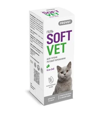 Гель для котів і собак ProVET SoftVet для гігієни ротової порожнини, 15 мл