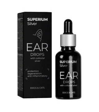 Краплі для котів і собак Superium Сільвер для гігієни вух, з колоїдним сріблом, 30 мл