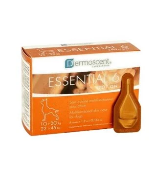 Краплі для собак Dermoscent Essential 6 для догляду за шкірою та шерстю, на вагу 10-20 кг, 4 шт