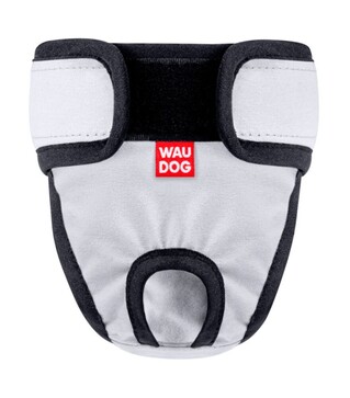 Трусы гигиенические для кошек и собак WAUDOG Vet на липучках, серые, S, 34-42х11 см