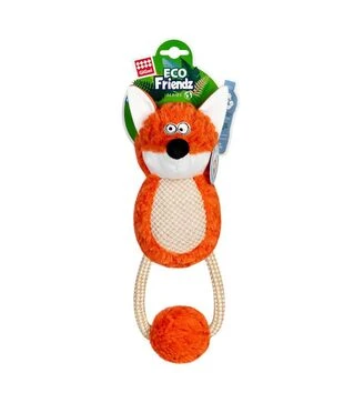 Игрушка для собак GiGwi Eco Friendz Лиса с пищалкой и веревкой, 30 см