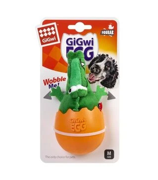 Игрушка для собак GiGwi Egg Крокодил-неваляшка с пищалкой, 14 см