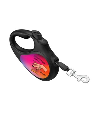 Поводок-рулетка для собак WAUDOG R-leash Конотопские магические войска, до 50 кг, светоотражающий, черный, 5 м
