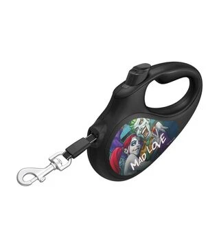 Поводок-рулетка для собак WAUDOG R-leash Безумная любовь, до 50 кг, светоотражающий, черный, 5 м