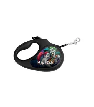 Поводок-рулетка для собак WAUDOG R-leash Безумная любовь, до 50 кг, светоотражающий, черный, 5 м