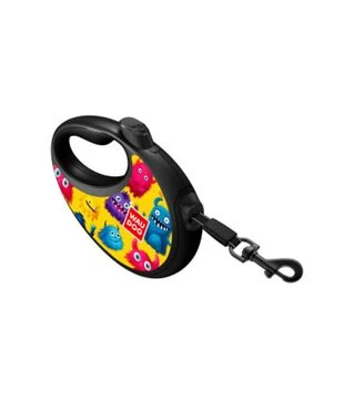 Поводок-рулетка для собак WAUDOG R-leash Мохнатые монстры, до 12 кг, светоотражающий, с контейнером для пакетов, 3 м
