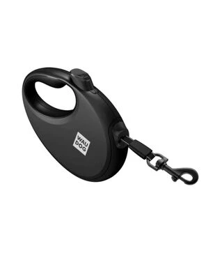 Поводок-рулетка для собак WAUDOG R-leash до 20 кг, светоотражающий, с контейнером для пакетов, черный, 5 м