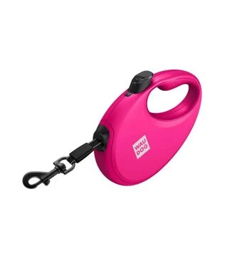 Повідець-рулетка для собак WAUDOG R-leash до 20 кг, світловідбивний, з контейнером для пакетів, рожевий, 5 м