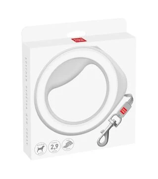 Поводок-рулетка для собак WAUDOG R-leash до 40 кг, круглой формы, светоотражающий, белый, 2,9 м