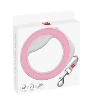 Поводок-рулетка для собак WAUDOG R-leash до 40 кг, круглой формы, светоотражающий, розовый, 2,9 м