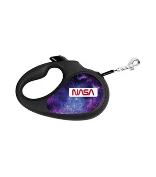 Повідець-рулетка для собак WAUDOG R-leash NASA21, до 50 кг, світловідбивний, чорний, 5 м