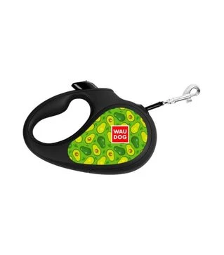 Повідець-рулетка для собак WAUDOG R-leash Авокадо, до 12 кг, світловідбивний, чорний, 3 м