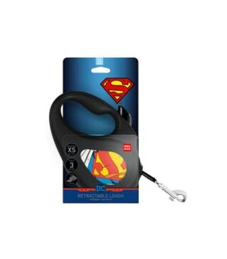 Поводок-рулетка для собак WAUDOG R-leash Супермен Герой, до 50 кг, светоотражающий, черный, 5 м